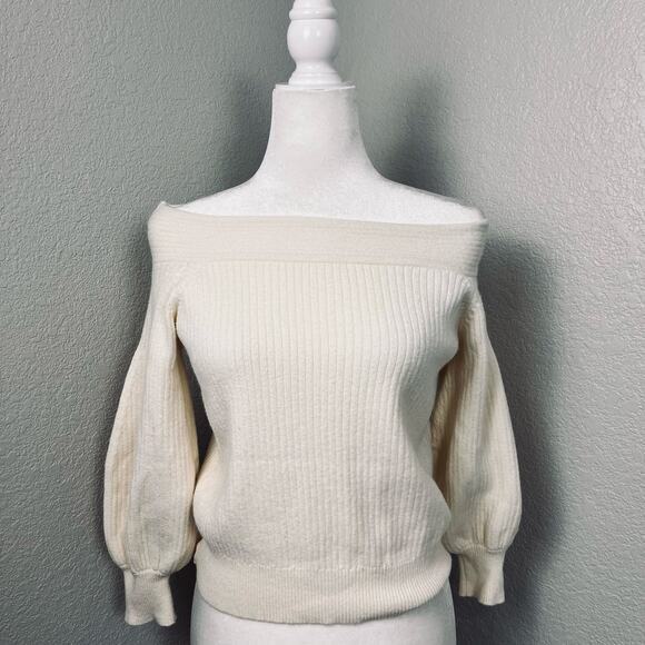 Moth Anthropologie Womens Sweater Small Cream Off The Shoulder Bohochic Coquette - Picture 1 of 8